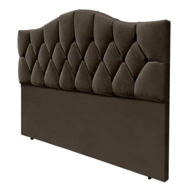 Imagem de Cabeceira Solteiro Cama Box Botões Provençal Marrom Suede Com Pés 120C