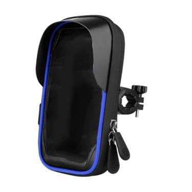 Imagem de oshhni Suporte para celular em bicicleta, bolsa para ciclismo, rotação de 360°, bolsa para guidão, à prova d'água para viagens, atividades ao ar livre, Azul E Preto