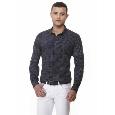 Imagem de Camisa Clássica Zaiko Estampada Manga Longa 2020, Masculino, P, Marinh