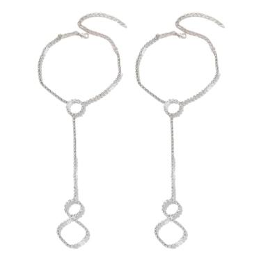 Imagem de Tornozeleira feminina de círculo redondo descalço minimalista com strass, zircônia cúbica, anel, tornozeleira, praia, casamento, corrente para pés, Adjustable, Strass Strass Liga metálica, Sem Pedra
