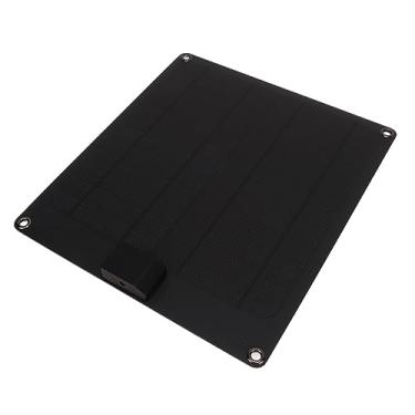 Imagem de Akozon Kit de Painel Solar Akozon 15w, Painel de Carregador de Bateria Solar Monocristalina à Prova d'água, de Energia Portátil para Carros, Barcos, Reboques e Trailers, Saída Dupla 5V 12V (Preto)