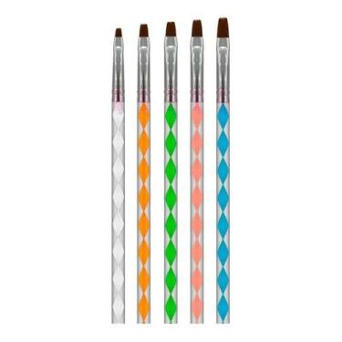 Imagem de Kit 5 Unidades Pincel Unhas Gel Uv  Acrigel Preto Oferta - OEM