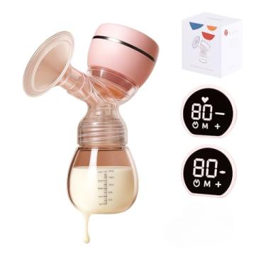 Imagem de Bomba de Tirar Leite Automática Elétrica Portátil Protetor de Mama de Silicone 22mm, 180ml, Mãos Livres, Livre de BPA com Tela LED manual, 2 Modos e 9 Níveis de Sucção, Baixo Ruído Premium