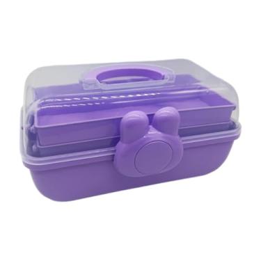 Imagem de WeiLaiKeQi Organizador de acessórios de cabelo, caixa organizadora de costura, grande capacidade, recipiente organizador de joias para faixa de cabeça, grampo de, Roxo