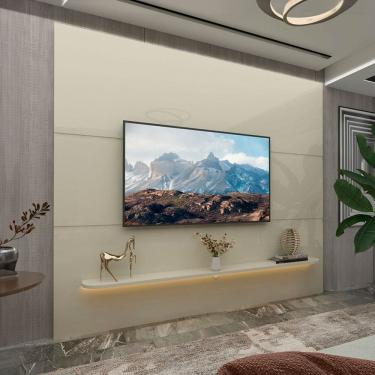 Imagem de Painel para TV Até 85 Polegadas Garcia 1 Prateleira 100% Mdf com Led Off White - Pnr Móveis