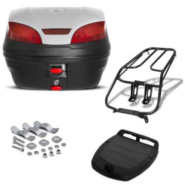 Imagem de Baú 30 Litros Pro Tork + Bagageiro Sansão Motos, PRATA, TITAN 125 2000