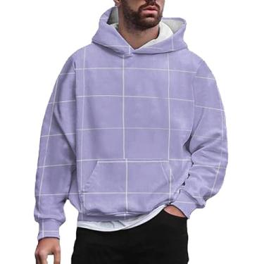 Imagem de Moletom Casual Masculino Tamanho Grande Pulôver Moda Xadrez Moletom Com Capuz, 72, 6XL