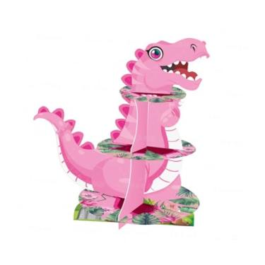 Imagem de Bothyi Suporte para cupcake de 3 andares, suporte para bolo de dinossauro, versátil e divertido para doces, bandeja de servir e exibir presentes para