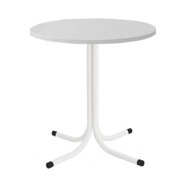 Imagem de Mesa de Jantar Redonda 80cm Branca Tampo Madeira Branco