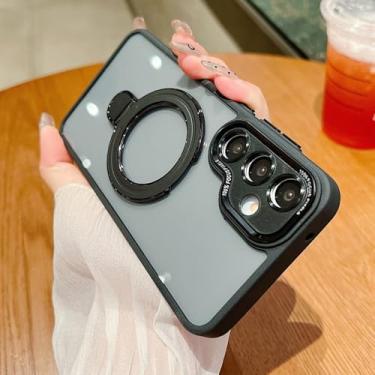 Imagem de Capa de celular luxuosa com suporte magnético de metal para Samsung S25 S24 Ultra S23 Plus A55 A54 A35 A34 A25 A15 A13 A12 A05, preta, para Galaxy S23 Ultra