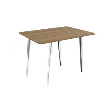 Imagem de Mesa de Sala Jantar Iguaçu Aço c/ Tampo Madeirado 136x90cm Nogueira/Cromada - Kappesberg