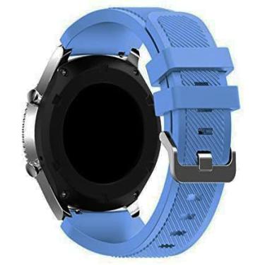 Imagem de Nandos-Store - Pulseiras de Rajadas Silicone 22mm compatível com Galaxy Watch 3 45mm - Galaxy Watch 46mm - Gear S3 Frontier - Amazfit GTR 47mm - Amazfit GTR 2 / GTR 3 / GTR 4 (22mm, Azul claro)