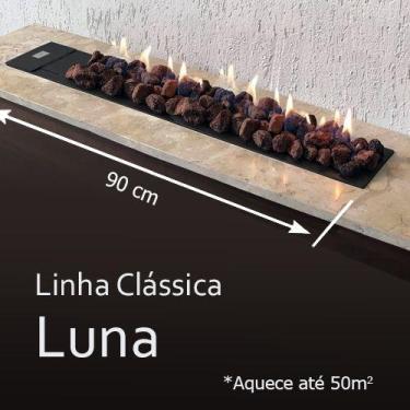 Imagem de Lareira a gás Fogo e Art Luna de 90cm Gás GLP com pedras vulcânicas