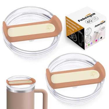 Imagem de Tampa de copo de substituição de 1,134 g para Stanley Cup, pacote com 2 tampas de substituição transparentes adequadas para copo de viagem Stanley, capas de copo à prova de derramamento para