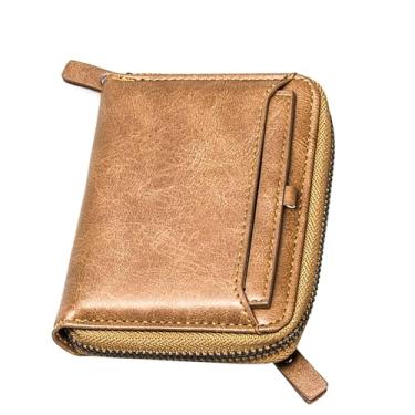 Imagem de Carteira de couro masculina moderna com bolso para moedas com zíper marrom