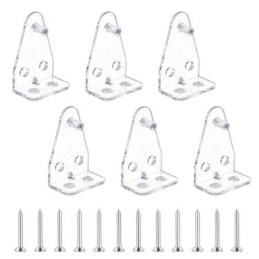 Imagem de 6 peças de suporte de fixação de 2,5 cm mini suportes para persianas, suportes de plástico transparente para persianas, clipes de fixação de trilho inferior, peças cegas com parafusos de instalação