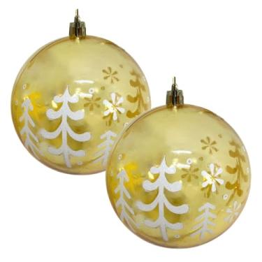 Imagem de Yangzi - Kit 2 Bolas de Natal Decorada Print Mix Dourada Translúcida Luxo 10cm - Magizi