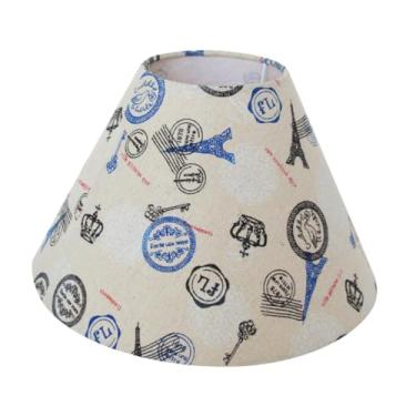 Imagem de Fenteer Abajur de tecido estilo barril E27, capa rústica, multiuso, estampado, abajur de linho, de tambor para cabeceira de casa, Torre Eiffel
