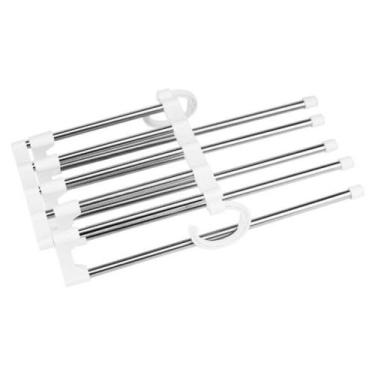 Imagem de 2 Cabide Organizador 5 Hastes Multiuso Inox Dobrável Calças - Clink