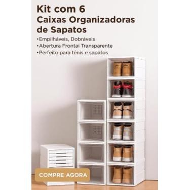 Imagem de Caixa Organizadora de Sapatos dobrável Empilhável guarda roupa RF - ra