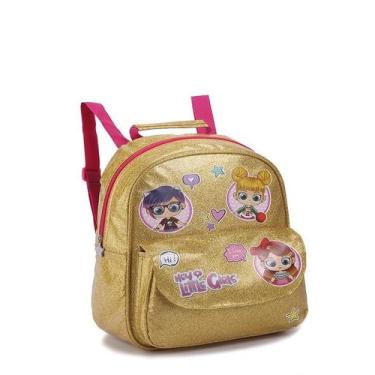 Imagem de Mochila Escolar Costas Infantil Glitter Nova Dourada - Seanite