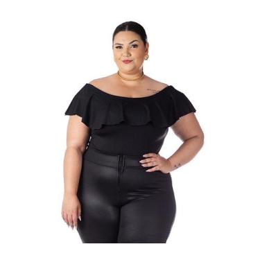 Imagem de Body Feminino Babado Adulto Ombro A Ombro Country Ciganinha Plus Size 