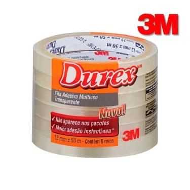 Imagem de Fita Adesiva Durex Transparente 12 Mm X 50 M 6 Rolos