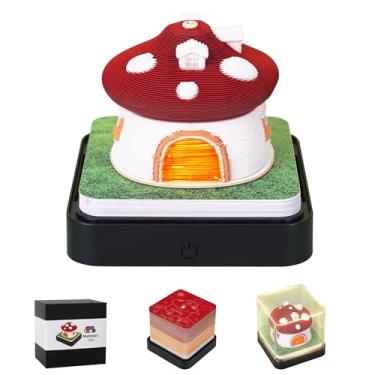 Imagem de MACTANO Bloco de notas de calendário de arte 3D 2024, calendário criativo de peças de tempo, casa de cogumelo, rasgar papel, entalhar pegajoso, faça você mesmo