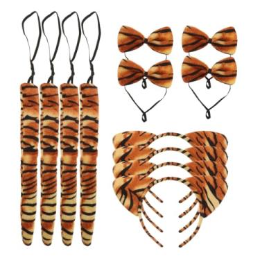 Imagem de minkissy 4Sets Tiger Costume, Animal Cosply Props Tie Hairband Tail Kit for Kids Adult Halloween Masquerade