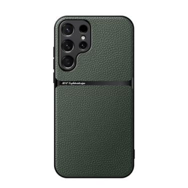 Imagem de HJZSZX Para Samsung S25Plus Suporte magnético para carro Capa de couro à prova de choque para telefone (para Samsung S25Plus/verde)