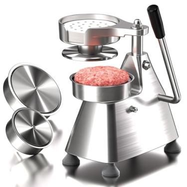 Imagem de Prensa de hambúrguer comercial, prensa de hambúrguer de aço inoxidável, 4/5/15 polegadas, processador de prensagem de carne de hambúrguer com 500 peças de papéis de hambúrguer para comércio doméstico