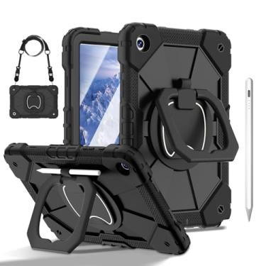Imagem de Capa para Samsung Galaxy Tab A9+ / A9 Plus 11" (Modelos SM-X210/X215/X216/X218), Case Anti Impacto com Suporte para Pencil, Com Alça de Ombro (Preto, Com Caneta Touch e Película de Vidro)