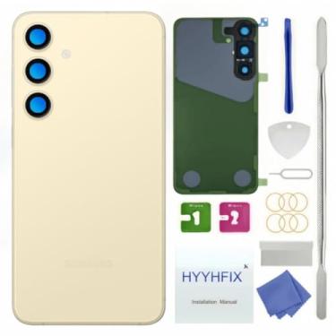 Imagem de HYYHFIX Substituição de vidro traseiro para Galaxy S24 Plus para Samsung Galaxy S24 Plus capa traseira de vidro à prova d'água e lente de câmera + kit de ferramentas de reparo profissional (amarelo
