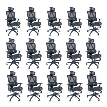 Imagem de Kit 15 Cadeiras de Escritório Presidente Executiva Oficial Titan Preto