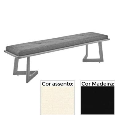 Imagem de Banco  MH-5347 Herval 155 cm Madeira Laca Fosca Preta Assento Estofado