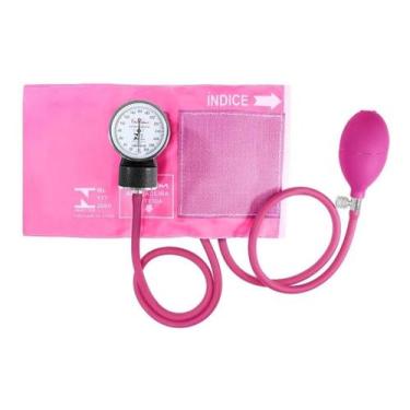 Imagem de Aparelho De Pressão Arterial Manual Esfigmomanômetro Premium Cor Rosa 