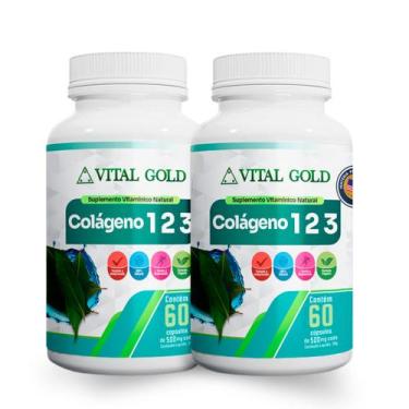 Imagem de COLÁGENO TIPO 123 - 500mg (60 Cápsulas) VITAL GOLD, 02 Unidade