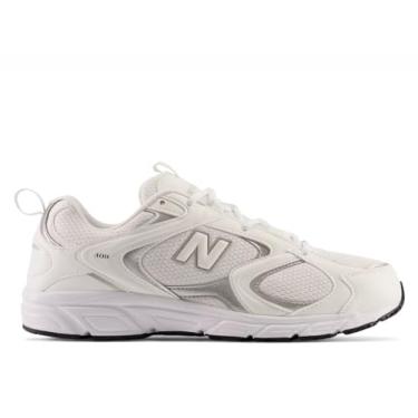 Imagem de New Balance Tênis masculino 408 V1, Branco/Prata metálica/Preto, 38