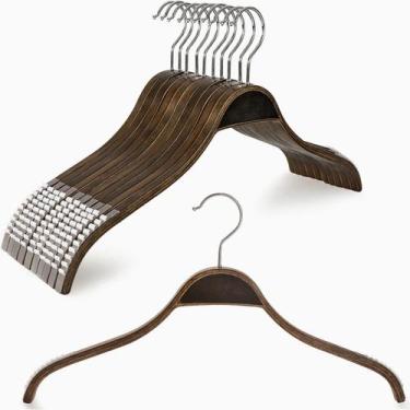 Imagem de Cabides de madeira TOPIA HANGER Slim com borracha antiderrapante, paco