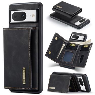 Imagem de Capa carteira de couro magnética destacável 2 em 1 para Google Pixel 8, com 7 compartimentos para cartão + compartimento para dinheiro, recurso de suporte, TPU à prova de choque e capa de telefone de