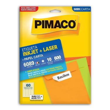 Imagem de Etiqueta inkjet/laser carta 6089 com 10 folhas Pimaco