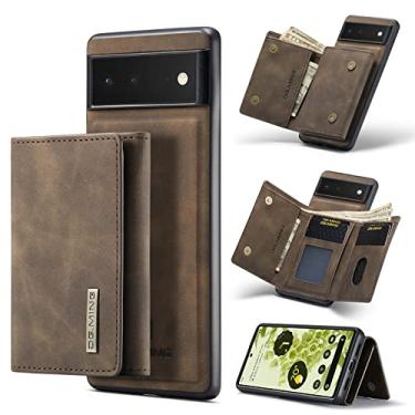 Imagem de Capa carteira de couro magnética destacável 2 em 1 para Google Pixel 6, com 7 compartimentos para cartão + compartimento para dinheiro, recurso de suporte, TPU à prova de choque e capa de telefone de