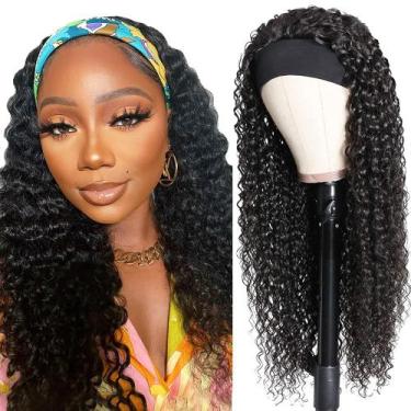 Imagem de Peruca com faixa de cabeça Youngirl Deep Wave 56cm Cabelo humano 150% 