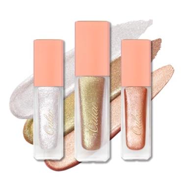 Imagem de Oulac Sombra líquida com glitter, sombra líquida, delineador líquido, não pegajoso, cobertura única com fórmula resistente a vincos de secagem rápida, conjunto 2