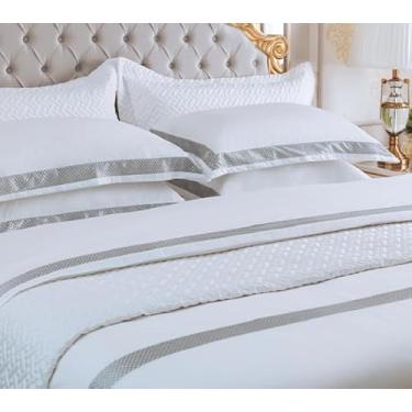 Imagem de JOGO DE LENÇOL SIRENA BARI GRIGIO 100% ALGODÃO CETIM 400 FIOS CASAL 4 PÇS