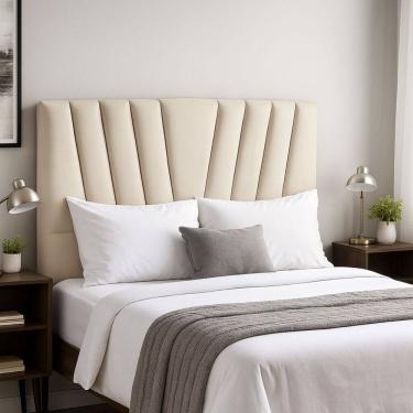 Imagem de Cabeceira Cama Box Solteiro 90 cm Noah em Linho Com Frame