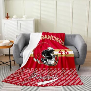 Imagem de Feelyou Cobertor de lã de futebol americano San Francisco cobertor de flanela felpudo futebol cidade para cama sofá cadeira sala de estar jogos esportivos solteiro 152 x 203 cm decoração de quarto