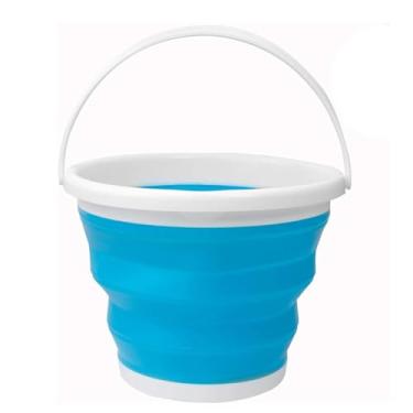 Imagem de Balde Dobrável de Silicone Portátil 5L – Balde Retrátil para Limpeza, Viagem, Camping e Praia (Azul)