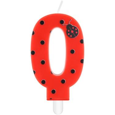 Imagem de iNINGER Miraculous Número 0 Vela de Aniversário Joaninha Cupcakes Toppers para crianças, Miraculous Black Red Polka Dots Cartoon Ladybug Theme Number Candle for 0-9 Birthday Party Baby Shower.