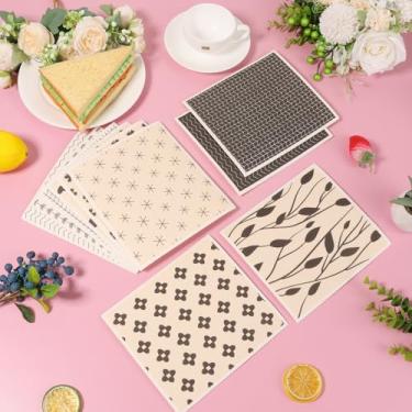 Imagem de 5/10 peças de panos de prato suecos absorventes panos de prato reutilizáveis toalhas de cozinha pano de limpeza de secagem rápida para superfície de balcão de cozinha (grafite de café colorido, floral